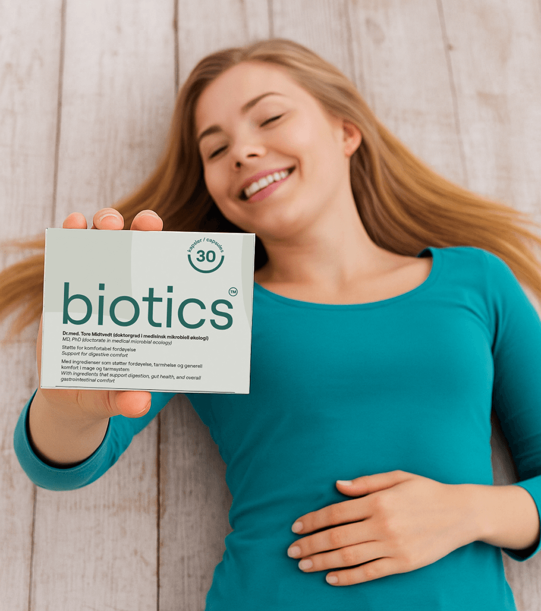 Vrouw met het Biotics-product